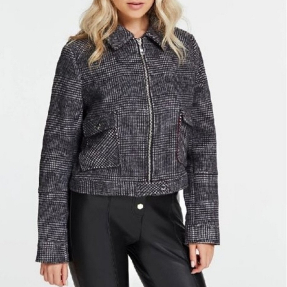 Guess Prince of wales check wool blend jacket       